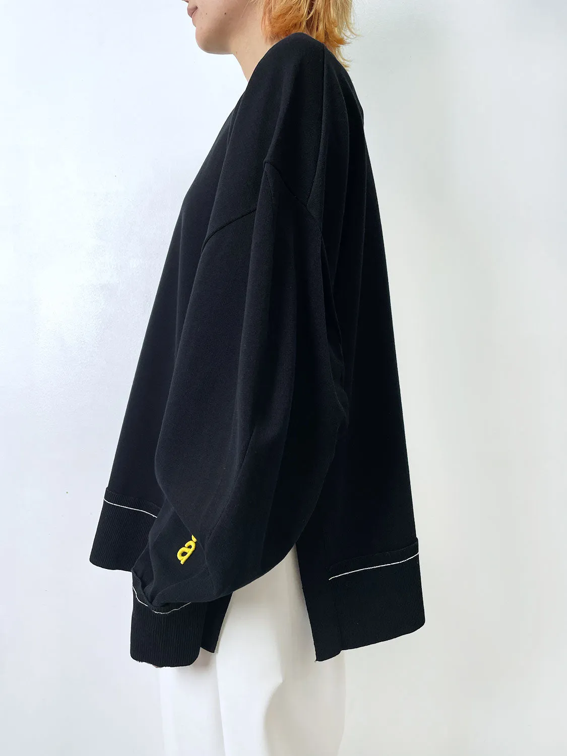 någonstans asymmetry cotton-knit slit pullover