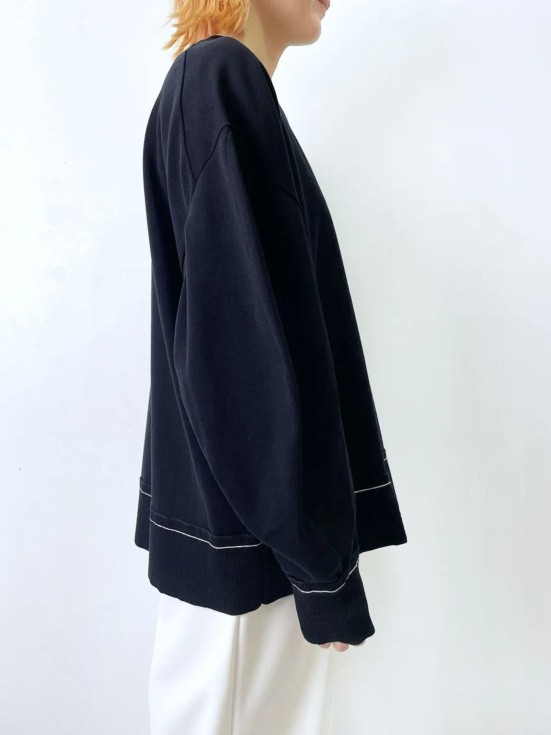 någonstans asymmetry cotton-knit slit pullover