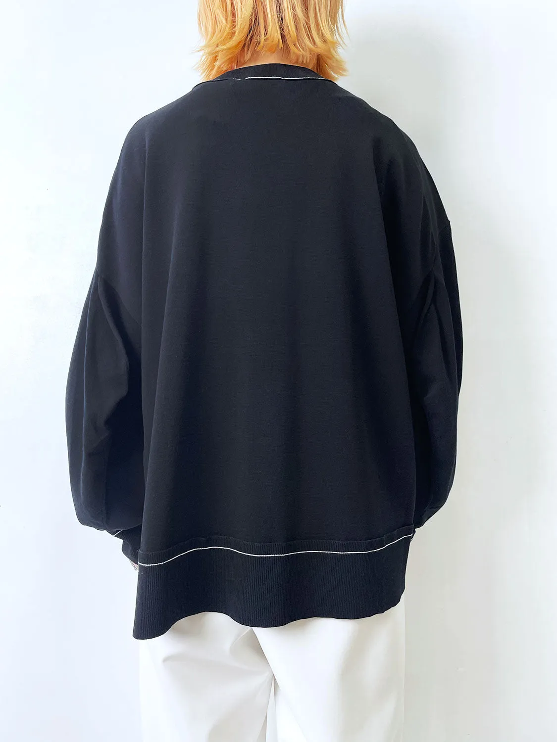 någonstans asymmetry cotton-knit slit pullover