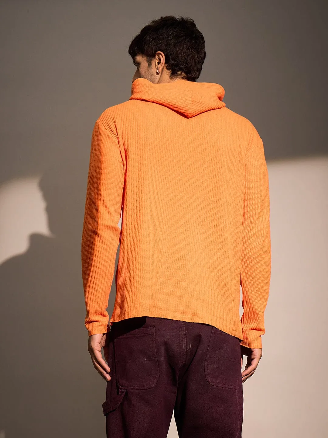 Orange Waffle Raw Edge Monogram Hoodie