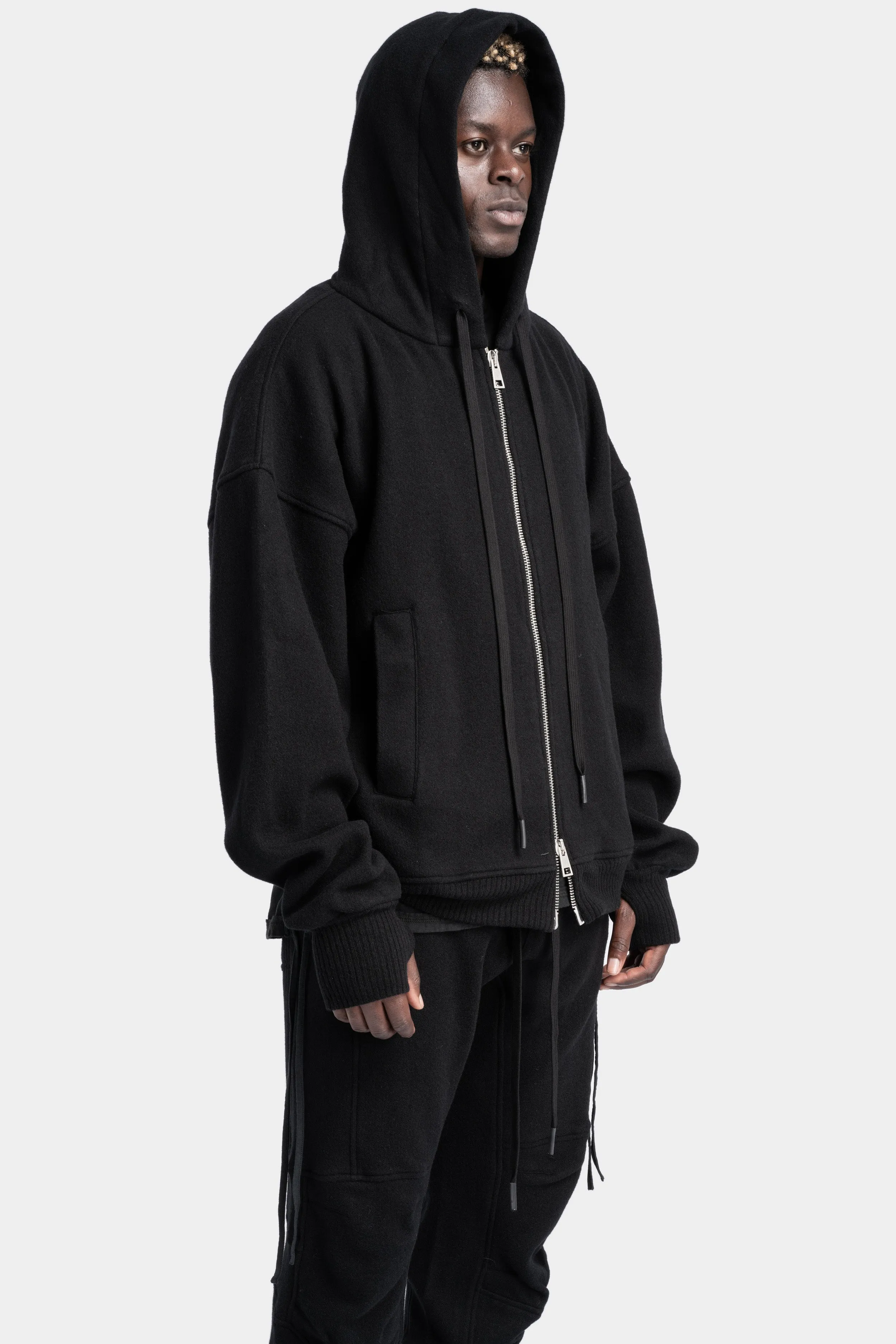 Oversized zip up wool hoodie