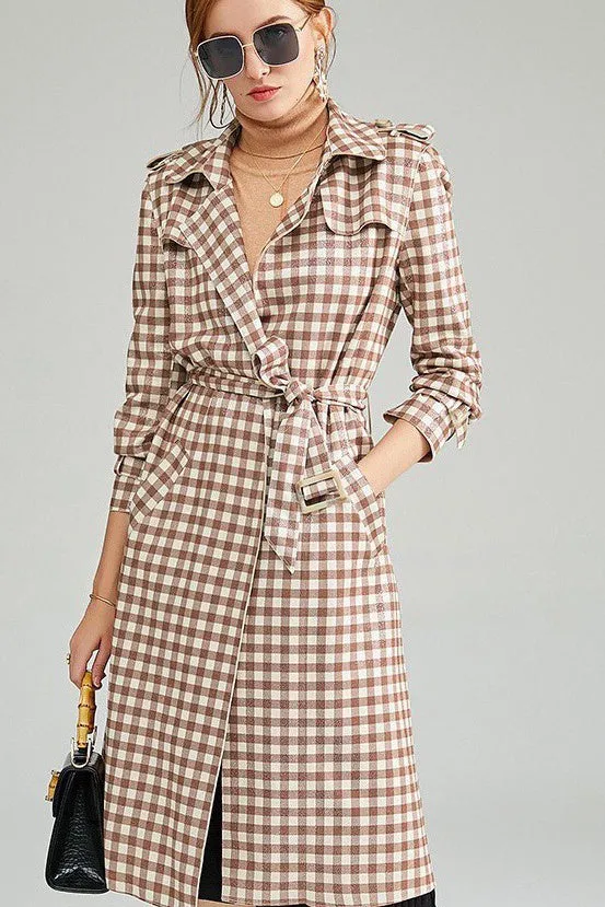 Plaid Trench Coat W/ Belt