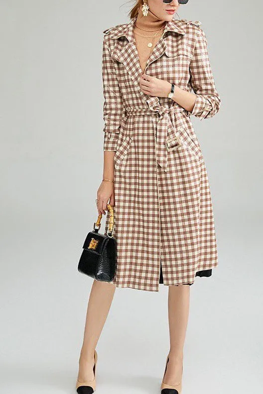 Plaid Trench Coat W/ Belt