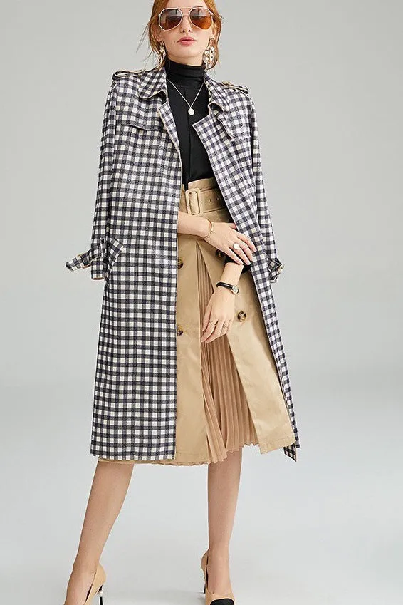 Plaid Trench Coat W/ Belt