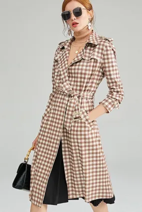 Plaid Trench Coat W/ Belt