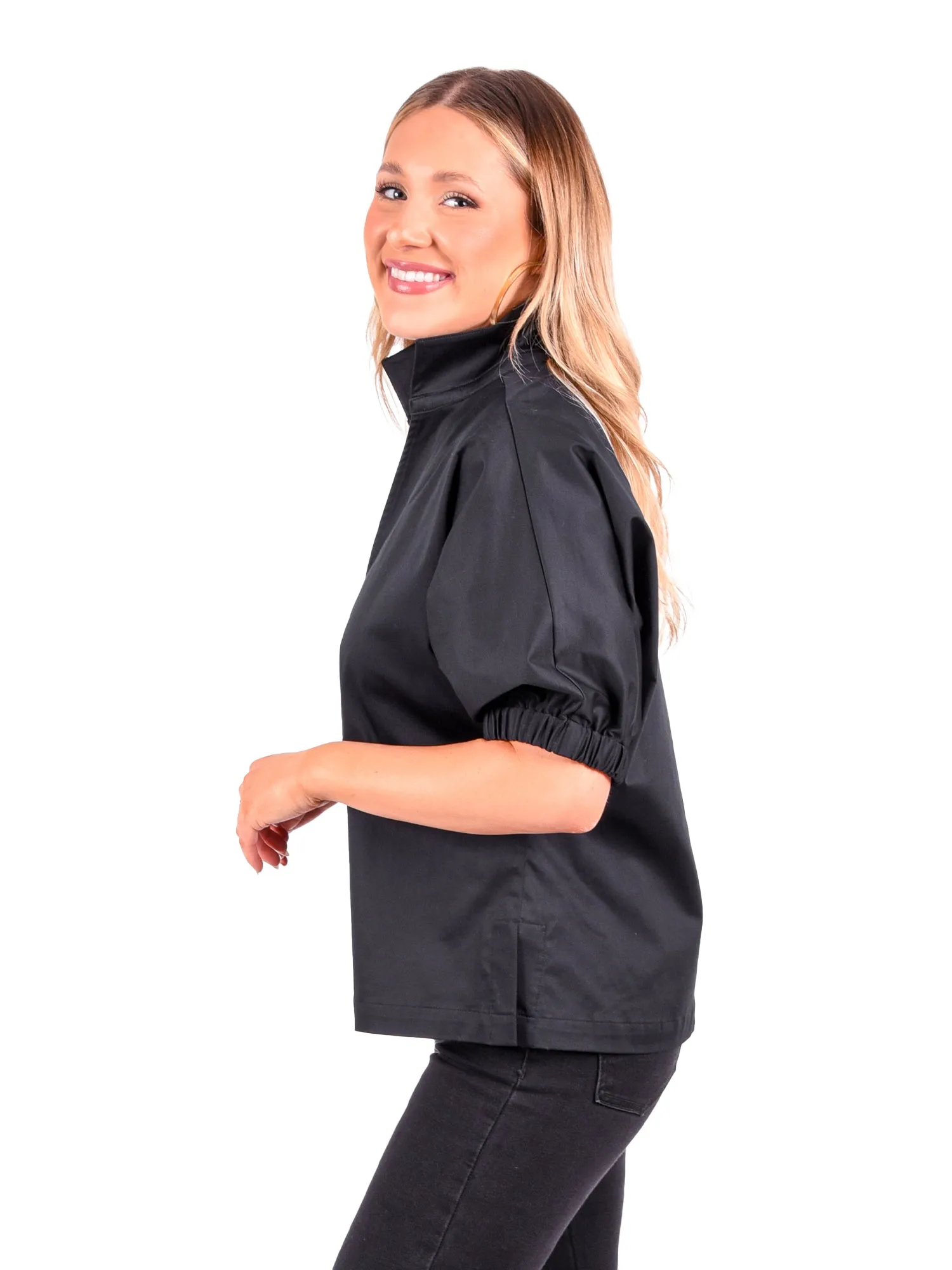 Poppy Top - Black Cotton Poplin