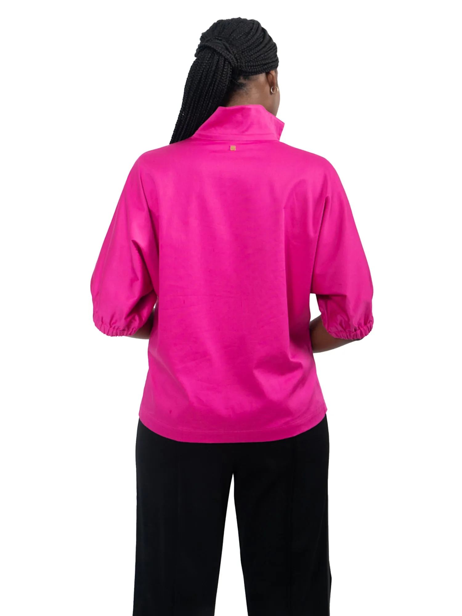 Poppy Top - Fuchsia Fedora Cotton Poplin