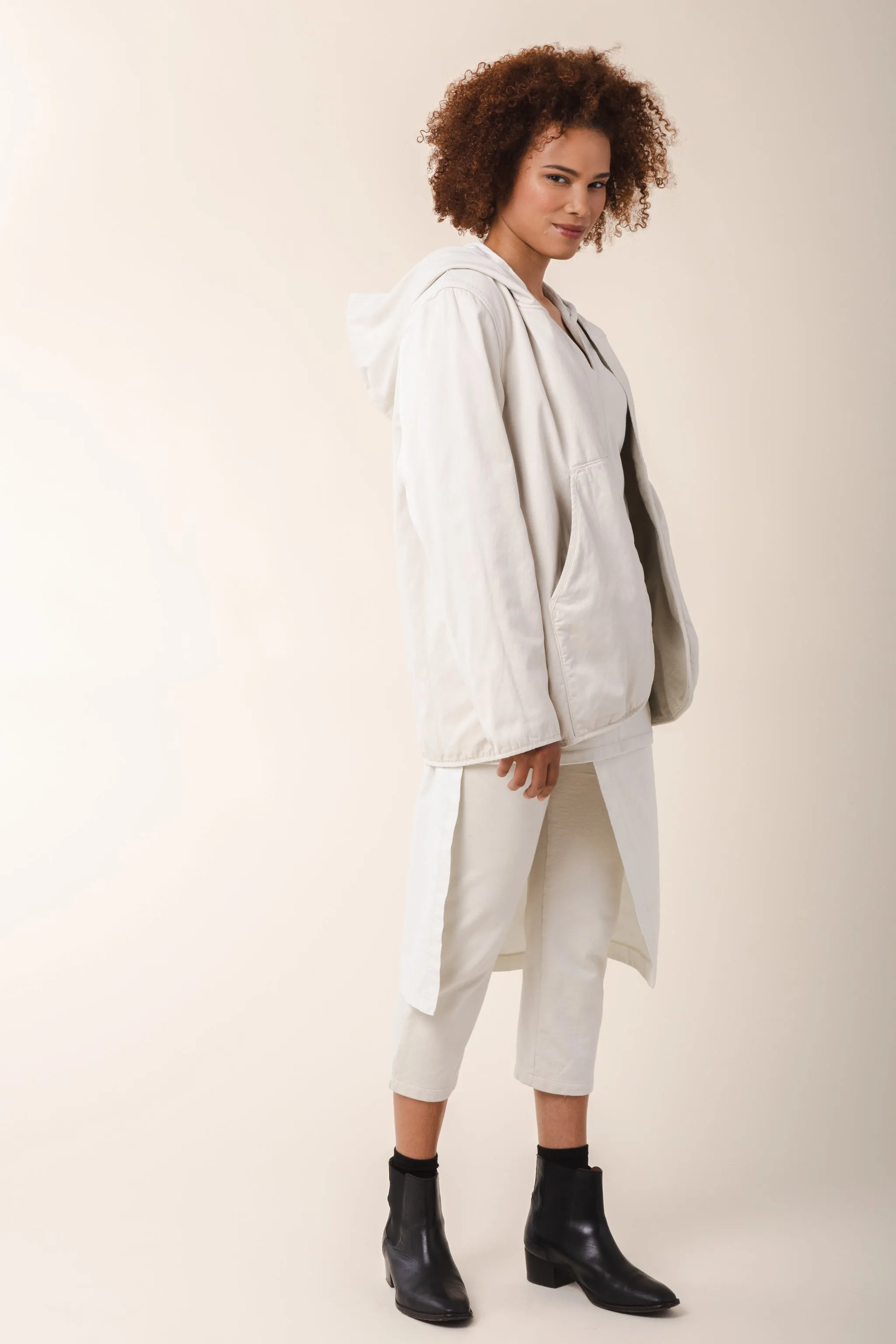 Quilted Hover Coat in Oyster