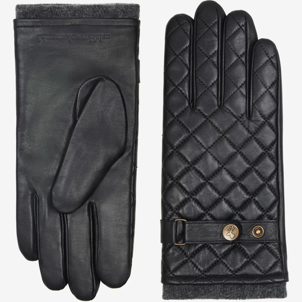 Smith (black) - sheepskin leather gloves with snaps & touchscreen feature