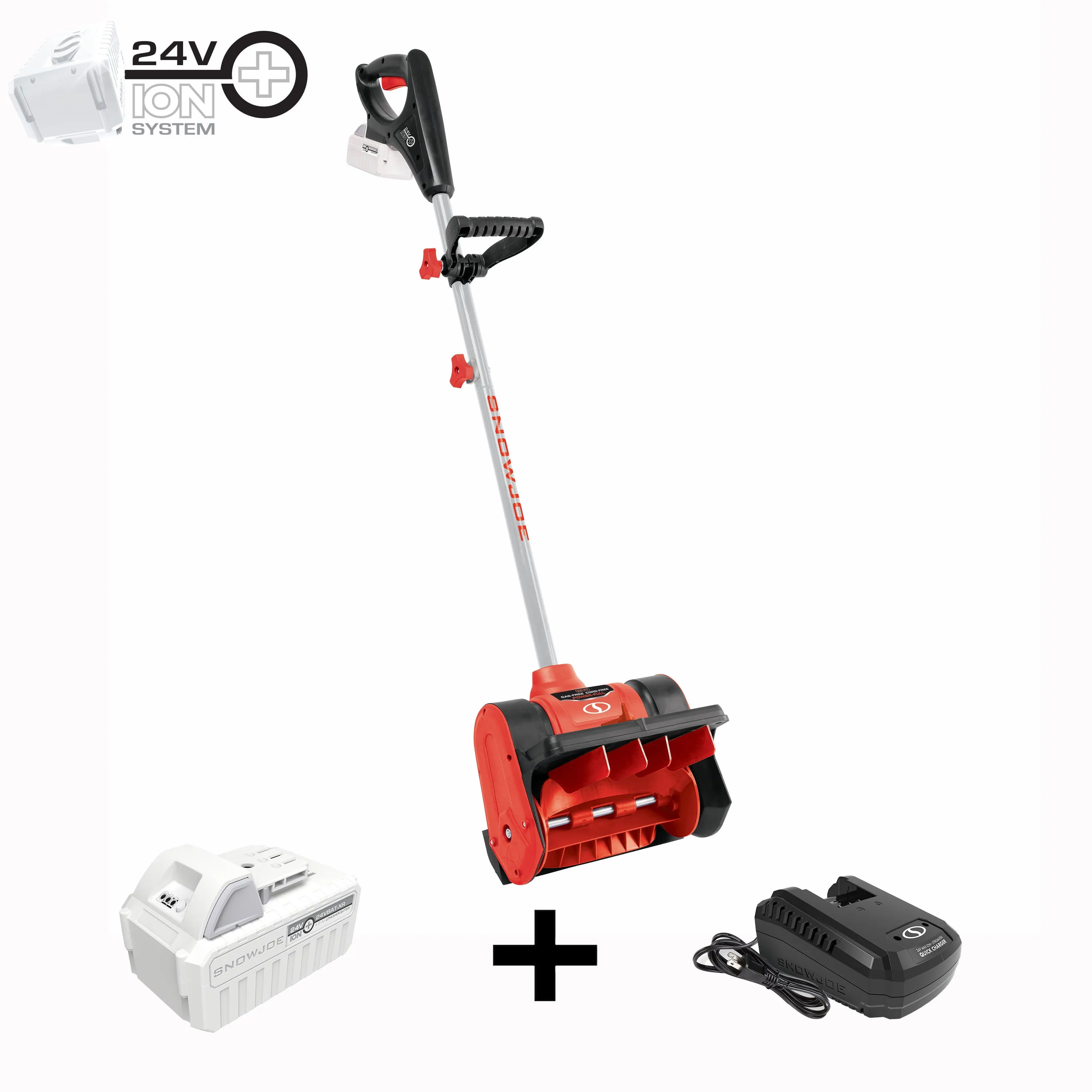 Snow Joe 24V-SS12-XR-RED 24-Volt* IONMAX Cordless Snow Shovel Kit | 12-inch | W/ 5.0-Ah Battery   Charger (Red)