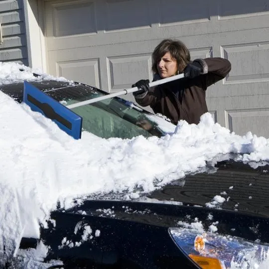 Snow Joe SJBLZD-2 The Original 2-In-1 Telescoping Snow Broom   Ice Scraper | 18-Inch No-Scratch Foam Head, Closed Cell Foam for No Water Absorption | 2-Pack