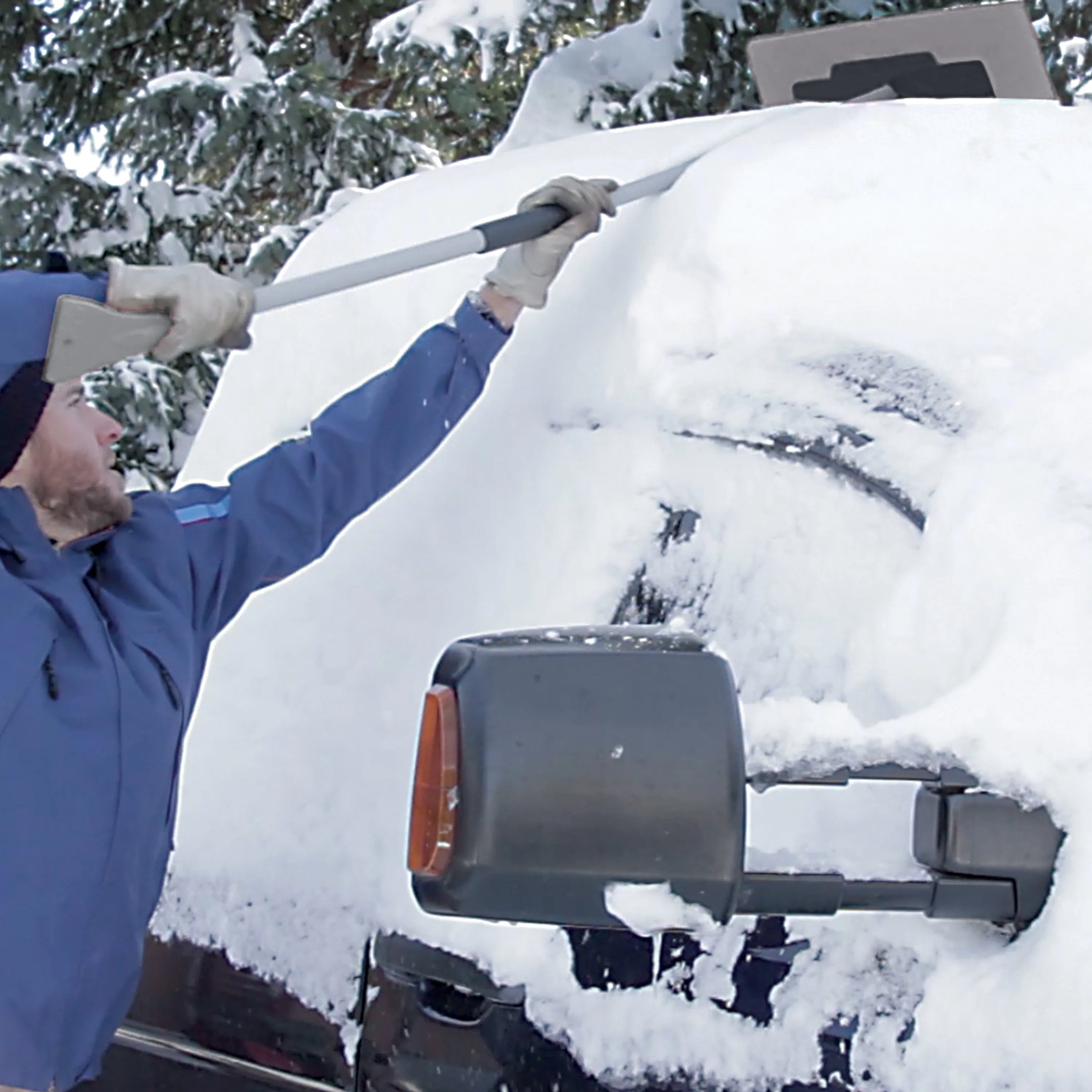 Snow Joe SJBLZD-JMB-GRY2 Jumbo Telescoping Snow Broom   Ice Scraper | 2-Pack (Gray)