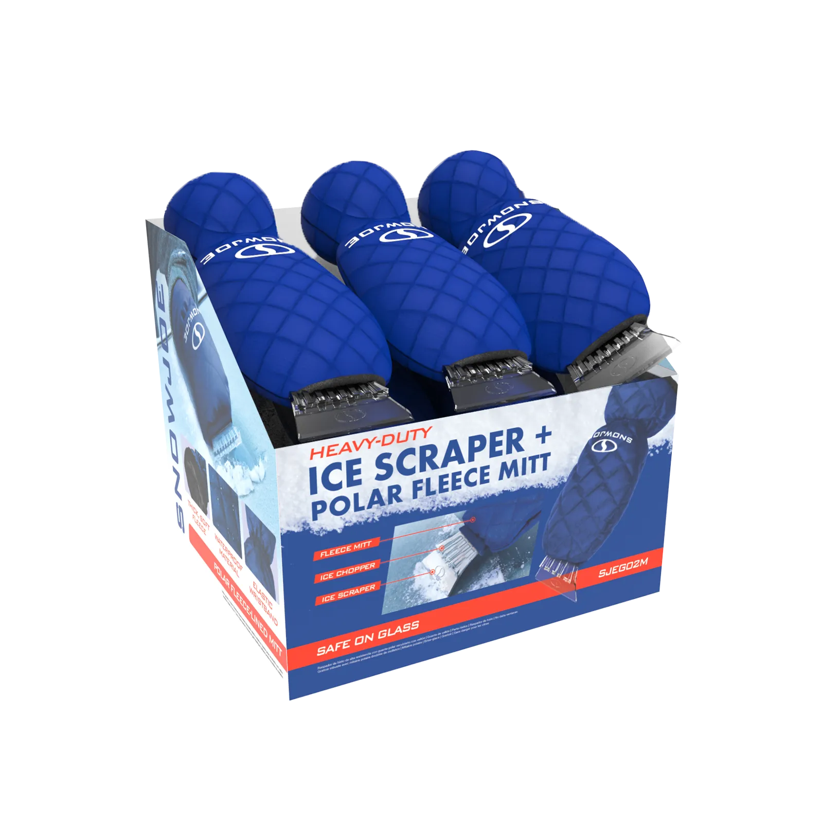 Snow Joe SJEG02M Polar Fleece Lined Mitt W/ Built-In Heavy-Duty Ice Scraper | Waterproof