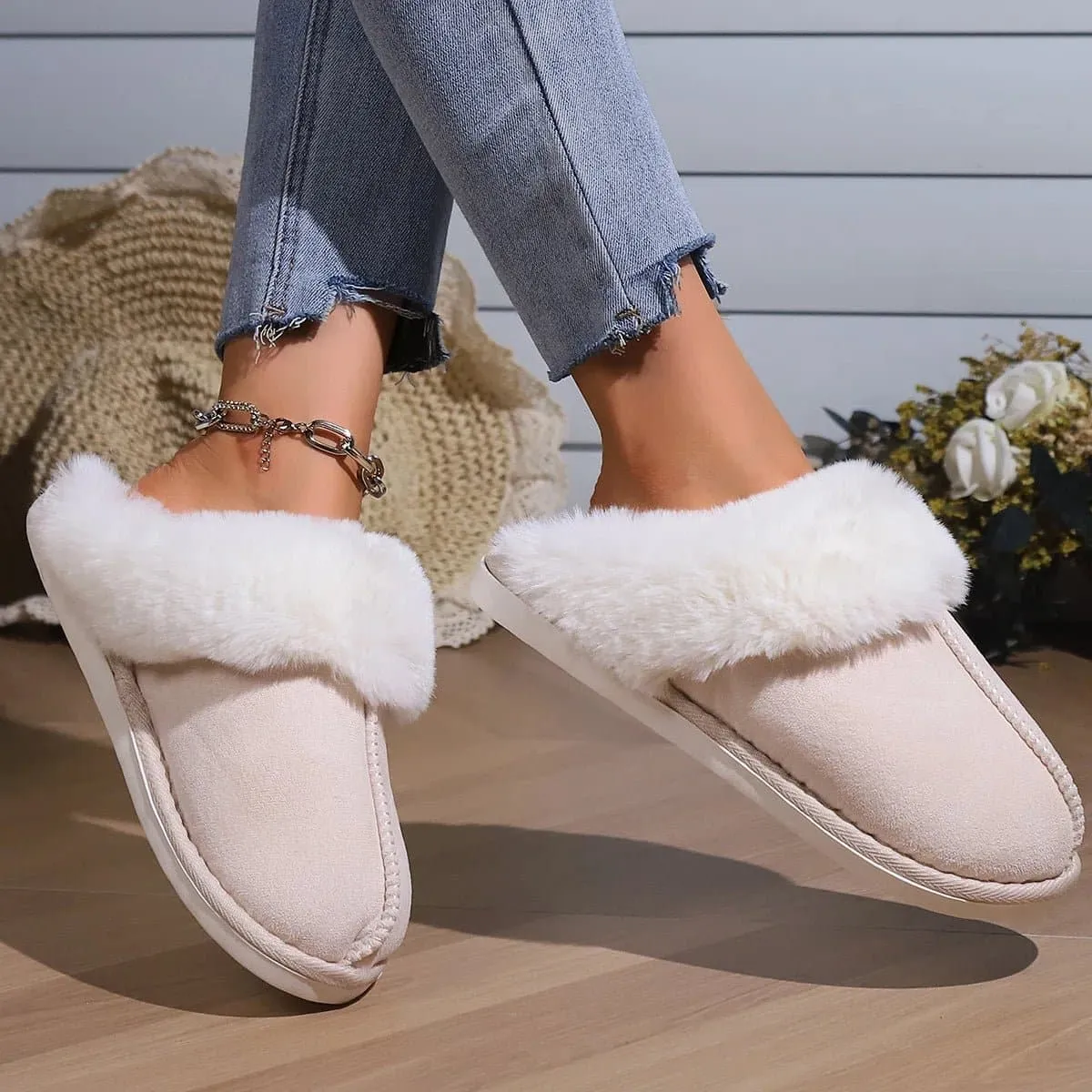 Soft Sole Plush Cotton Slippers - Warm, Cozy, and Stylish for Indoor Comfort