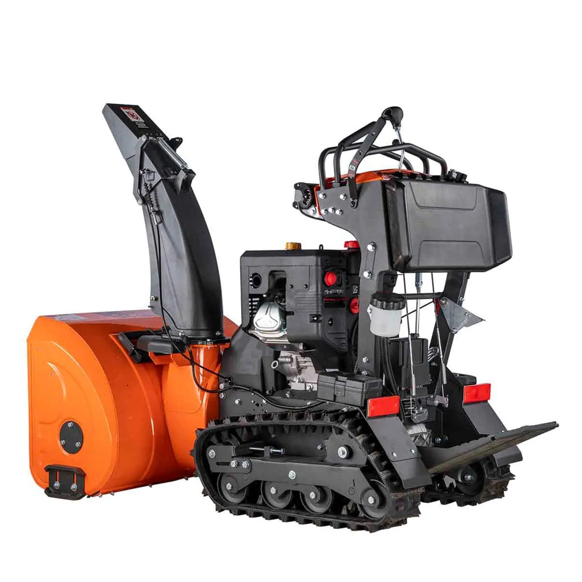 TMG Industrial 34” Stand-On Gas-Powered Snow Blower, Dual Stage, Rubber Track, LED Light, 50’ Throwing Distance, TMG-GSB36