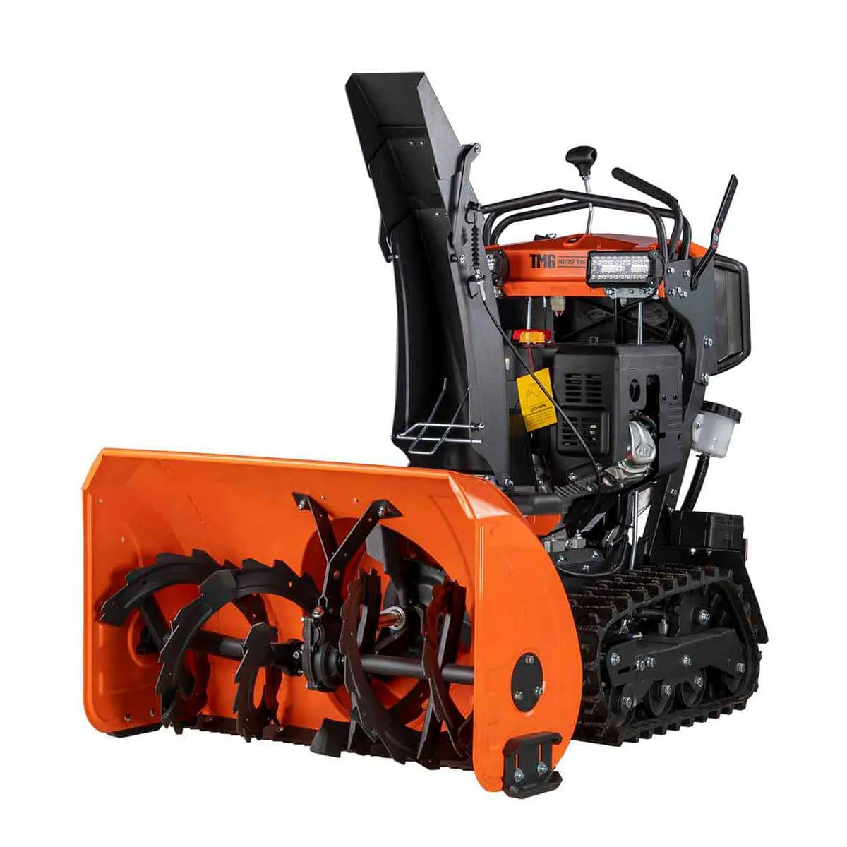 TMG Industrial 34” Stand-On Gas-Powered Snow Blower, Dual Stage, Rubber Track, LED Light, 50’ Throwing Distance, TMG-GSB36