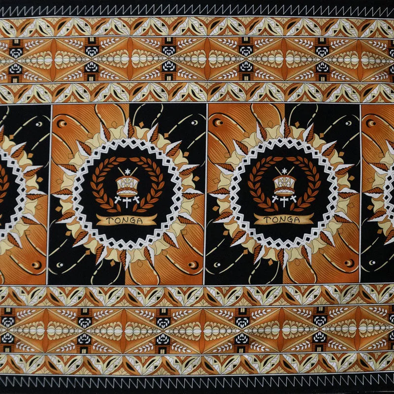 Tongan Seal Double Border Fabric | Cotton Light-Barkcloth