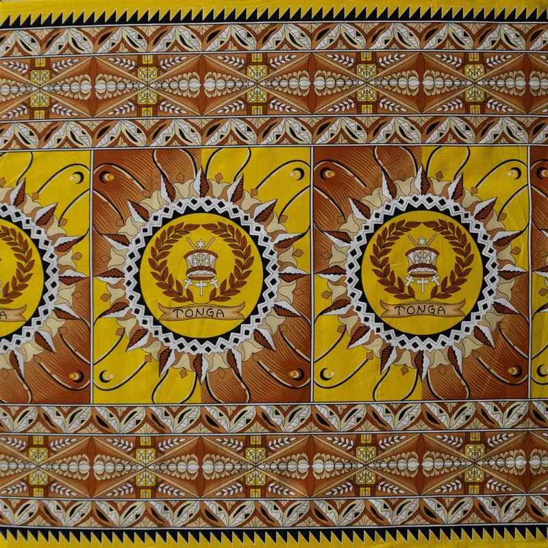 Tongan Seal Double Border Fabric | Cotton Light-Barkcloth