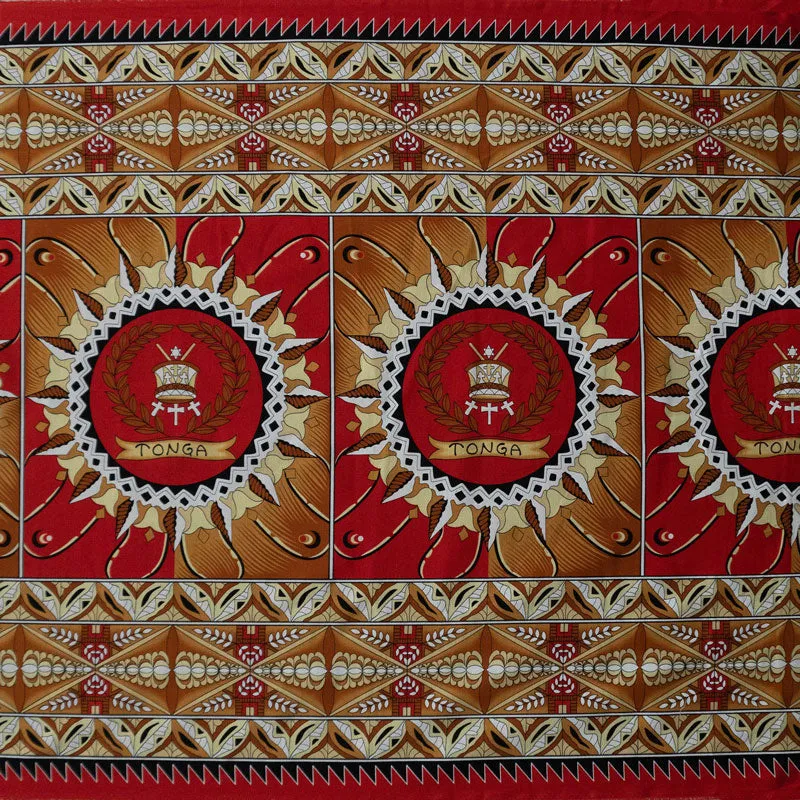 Tongan Seal Double Border Fabric | Cotton Light-Barkcloth