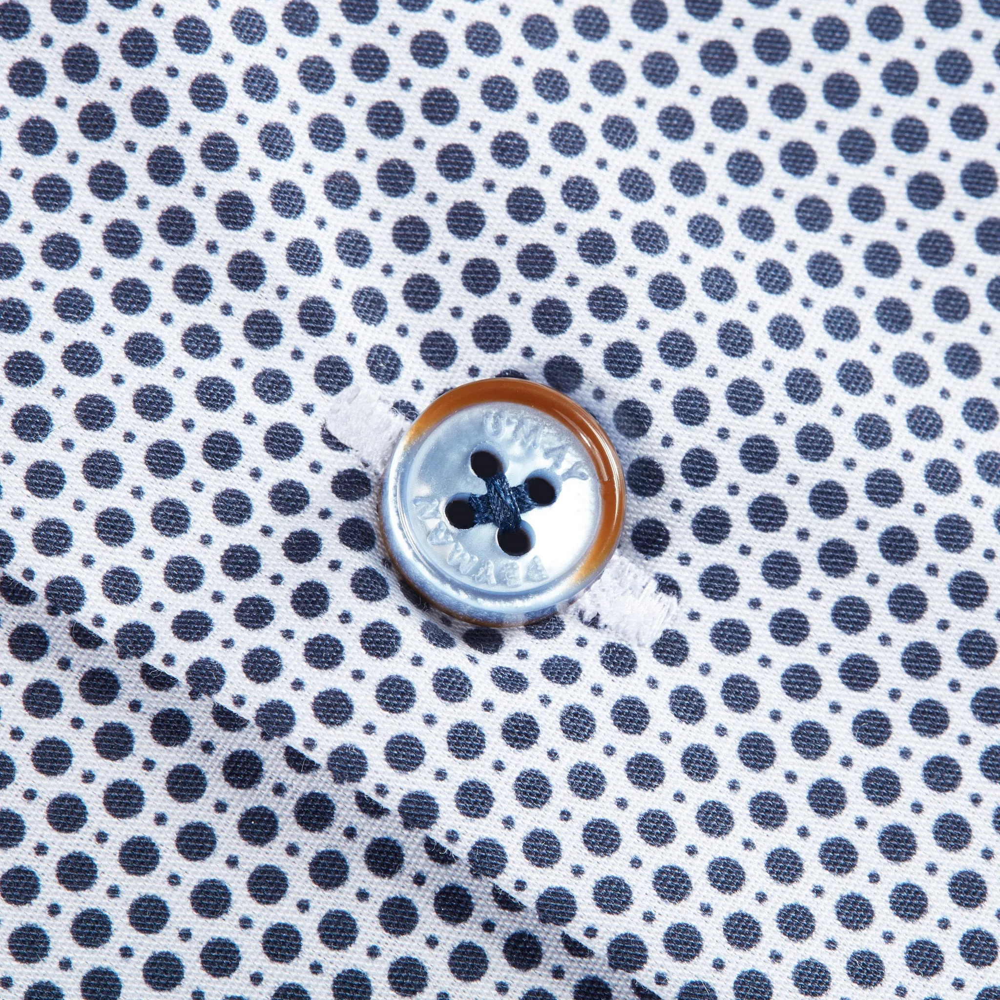 White Navy Polka Dot Cotton Shirt