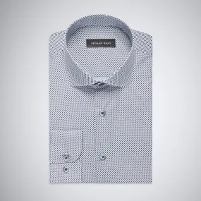 White Navy Polka Dot Cotton Shirt