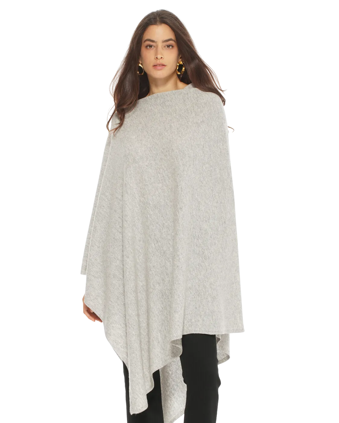 Women's Pure Cashmere Poncho Light Grey